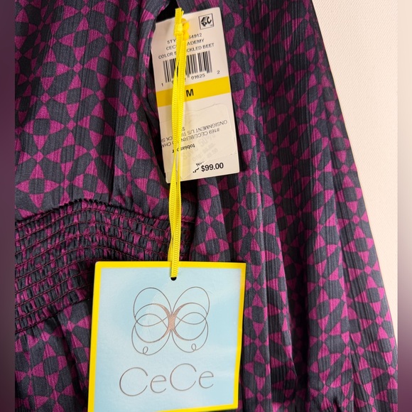 CECE DUPRAZ Ruffle Tie Neck Long Sleeve Dress - Meadow Green Size M - Picture 8 of 9